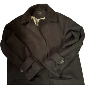 ATM Anthony Thomas Melillo Dark Coat with Fur Collar